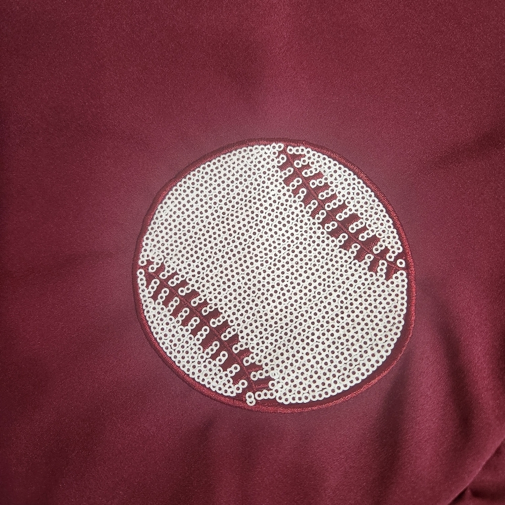 Maroon Baseball Print Ruffle Mini Dress - Picture 9 of 12